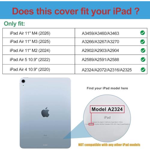 ProCase for iPad Air 11-inch Case M4/M3/M2, Air 5th/4th Gen 10.9,Navy