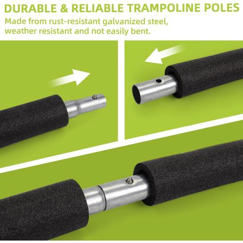 Trampoline Poles Replacement for Skywalker Or Jumpzylla Trampoline Net | Galvanized Trampoline Replacement Parts,Replaces Skywalker #4201 4202 4135&Jumpzylla 8-14ft,Safety Protective Foam Sleeve