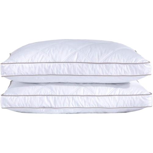 Goose Feathers and Down Pillow for Sleeping Hotel Collection Bed Pillows, 100% Cotton Cover,Gusseted, King, Set of 2