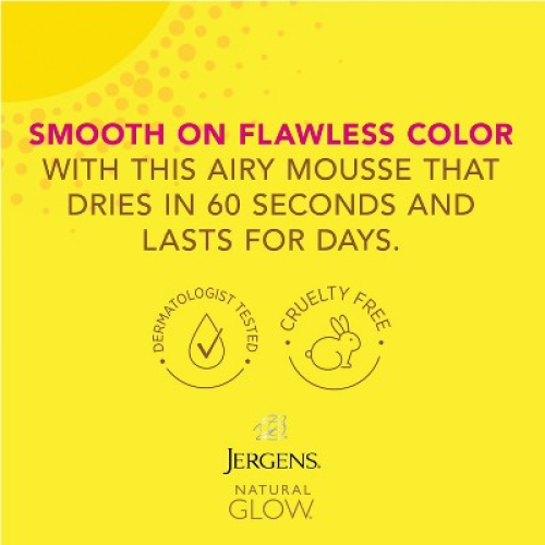 Jergens Natural Glow Instant Sun Sunless Tanning Mousse, Deep Bronze Tan, Sunless Tanner Mousse - 6 fl oz