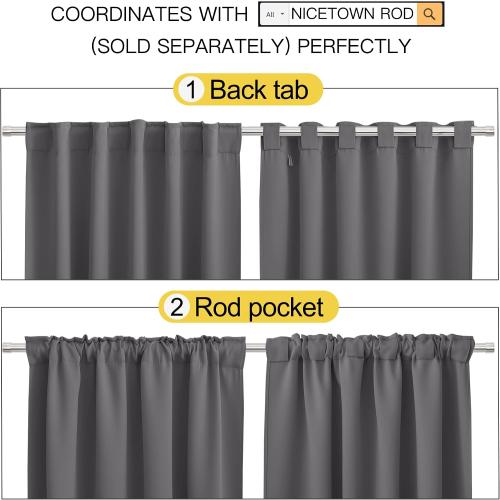 NICETOWN Light Reducing Curtain Panels Window Draperies - (Grey Color) 52x84 inch, 2 Pieces, Insulating Room Darkening Drapes for Bedroom