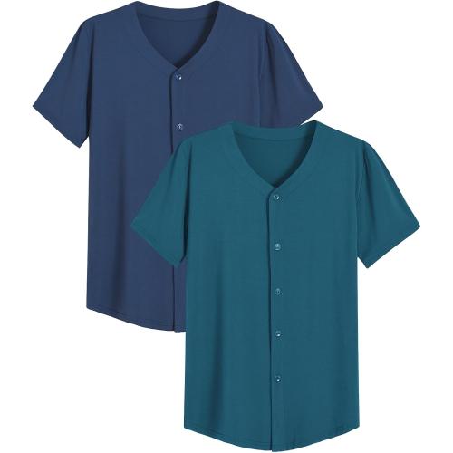Latuza Men's Bamboo Viscose Button Down Pajama Shirt 2 Pack XXL