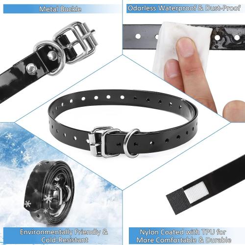 Replacement Collar Strap, Compatible with Petsafe,PATPET,Sportdog,Garmin,Dogtra,etc Most Training Collar/Fence Reciever, 3/4',Adjustable,Metal Buckled,Waterproof (Black Pack2)