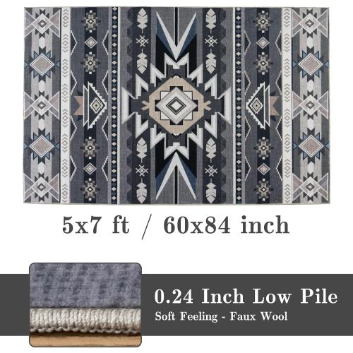 5x7 Western Rustic Aztec Area Rug for Living Room Bedroom Dining Room