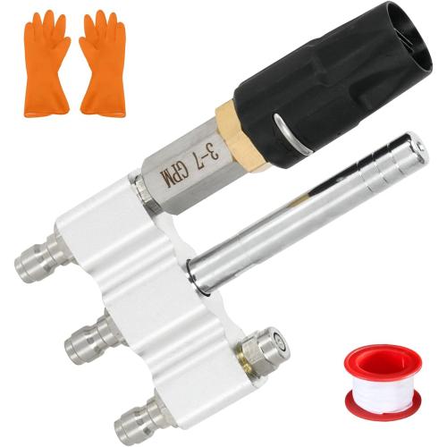 3-in-1 Downstream Soft Wash Nozzle, Adjustable Shooter Tip M5 Twist Nozzle, 0-60° Spray Pattern with 1/4 Quick Connect for 3-7 GPM 1700-6000 PSI Pressure Washer
