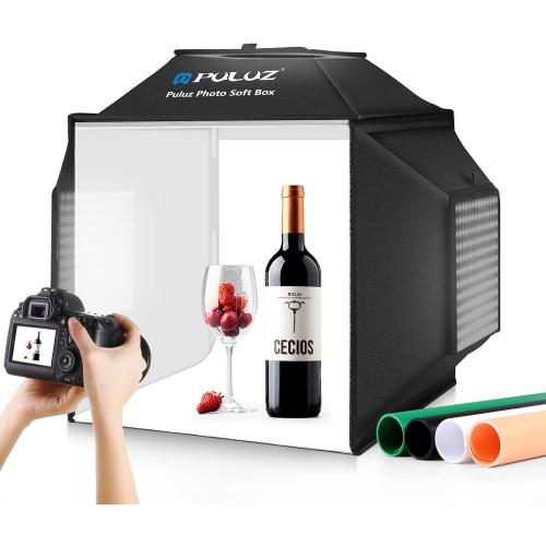 PULUZ Upgraded 16x16 inch Photo Light Box, 480 LEDs Photo Studio Tent Soft Box, CRI 95  Dimmable Shooting Box with 4 Backdrops for Product Photography