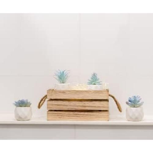 VIVERIE Mini Blue Artificial Succulent in Pots (White Ceramic, 4 Pot Set) Fake Plants for Indoors, Office Decor Blue Gift for Women, Office Home Decor Gifts-Faux Plant