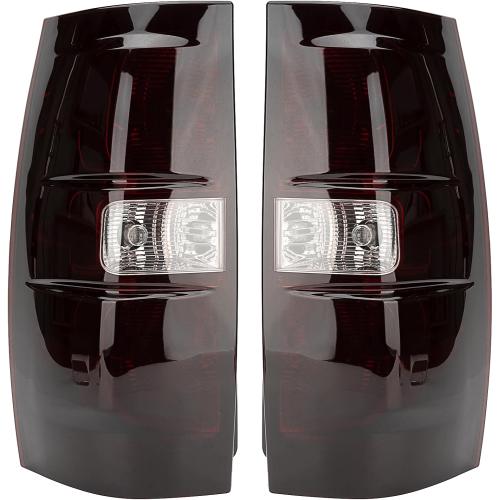 Tail Light Assembly Compatible With 2007-2014 Chevy Tahoe/Suburban Driver and Passenger Side Smoke Red Rear Brake Lamps With Bulb Inside And Wiring Harness Replaces# GM2800196 25862701 22837923