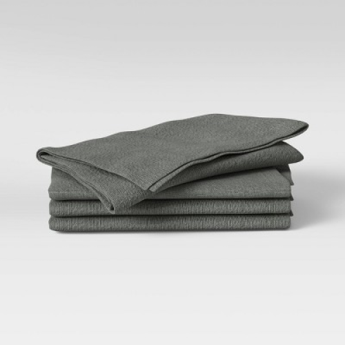 4pk Cotton Easy Care Napkins Gray - Threshold™: Solid Traditional Cloth Napkins, Machine Washable,