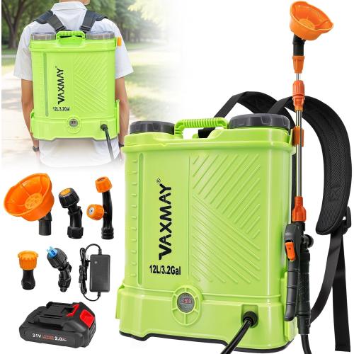Battery Powered Backpack Sprayer 3.2 Gallon, VAXMAY 80 PSI Electric Garden Sprayer Works with Makita 18V Battery, Weed Lawn Sprayer with Telescopic Wand, 5 Nozzles, 2.0 Ah Battery & Charger Included