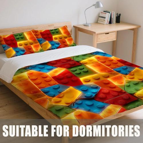 Autism Puzzle Bedding Set 3 Pieces Soft Comforter Cover Twin Size with 2 Pillowcases 1 Duvet Cover for Men Women Bedroom