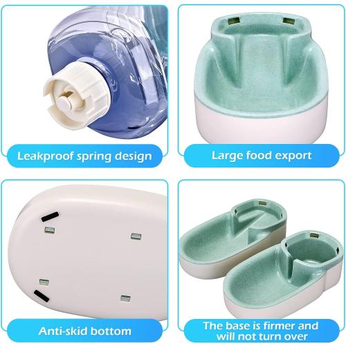 Kacoomi Automatic Dog Cat Feeder and Water Dispenser Gravity Food Feeder and Waterer Set with Pet Food Bowl for Small Medium Dog Puppy Kitten, Large Capacity 1 Gallon x 2