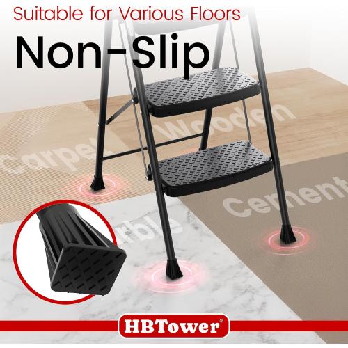 HBtower Step Ladder Sturdy, Heavy Duty Step Stool for Adults, Wide Anti-Slip Pedal Step Ladder Folding Step Stool for Home Kitchen Garage Outdoor (3 Step Ladder)
