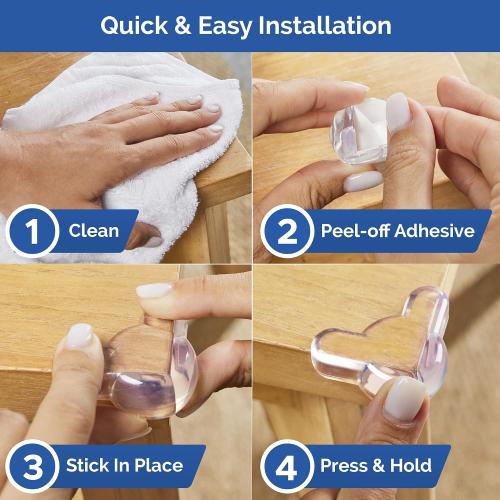 Corner Protectors for Baby (12 Pack) - Patented - New & Improved Edge Protector for Baby – Transparent Corner Protectors - Baby Safety Products to Baby Proof Corners and Edges