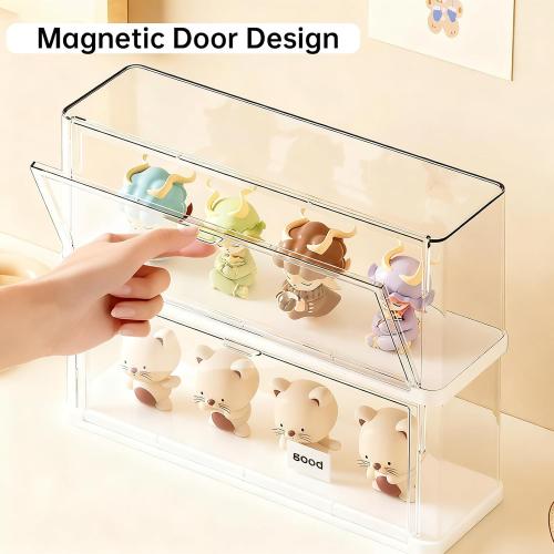 BOHOIDEE Clear Display Case for Figures, Acrylic Storage Organizers Box with Magnetic Door, Dustproof Showcase for Collectibles Action Figure(1Pack, Medium)