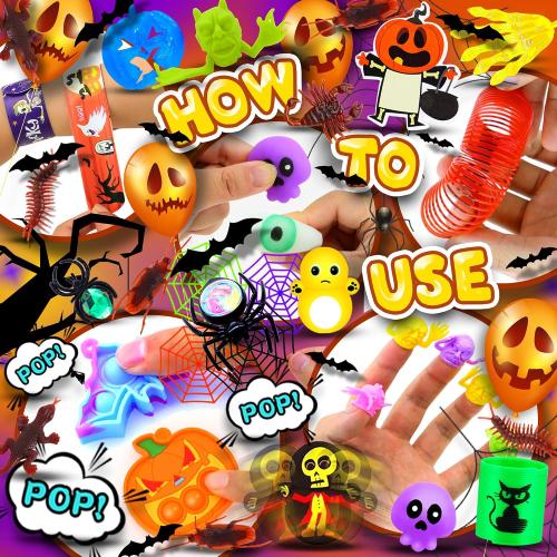 600Pcs Halloween Party Favors for Kids, Bulk Fidget Toys, Non-Candy Treats