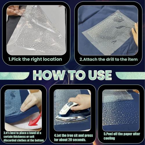 Iron on Rhinestone Sheets for Heat Press | 12 Sheets