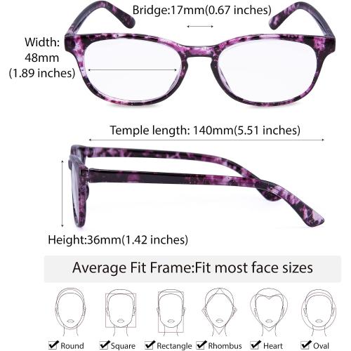 EYEGUARD Reading Glasses 4 Pack Quality Fashion Colorful Readers for Women  5.00