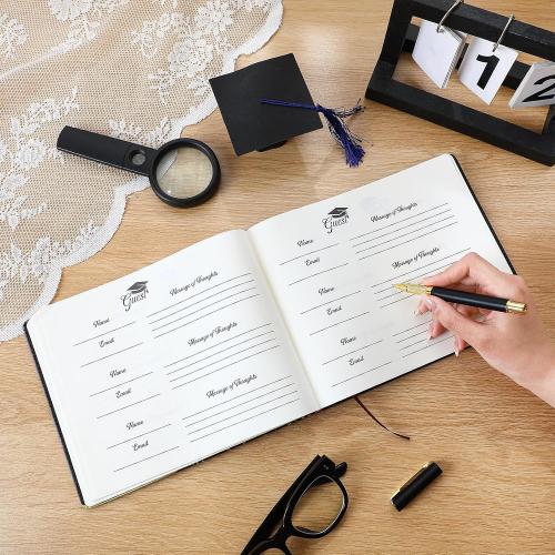Patelai Guest Sign in Book with Pen,Black,Class Reunion