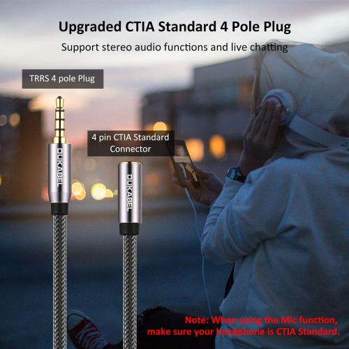 3.5mm Extension Cord, TRRS Male to Female Mic-Supported Extender-16 Feet/5M