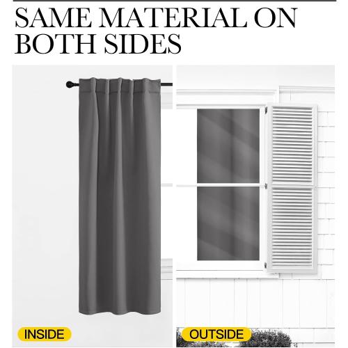 NICETOWN Light Reducing Curtain Panels Window Draperies - (Grey Color) 52x84 inch, 2 Pieces, Insulating Room Darkening Drapes for Bedroom