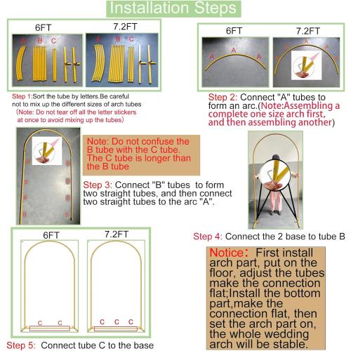 Metal Arch Backdrop Stand 7.2FT 6FT Wedding Arch Backdrop Stand Set of 2 Gold Arch Backdrop Stand for Valentines Day Party Wedding Ceremony Baby Shower Birthday Floral Balloon Decration