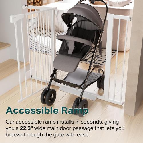 Cumbor 36 in Extra Tall Baby Gate for Doorways, 30-40.6 in Dog Gate White | Mom's Choice Awards Winner, Double Lock, 2-Way Swing, Auto Close Child Gate for Toddler & Pets, Pressure or Hardware Mounted