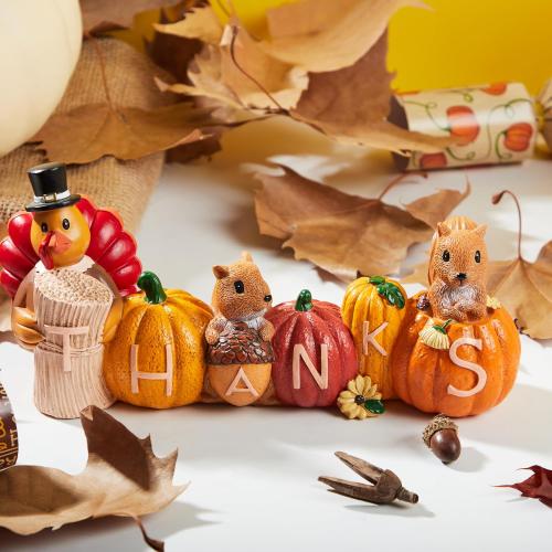 JOYIN Thanksgiving Pumpkin Turkey Tabletop Centerpiece Decor, Resin Turkey Figurines, Thanksgiving Decoration, Fall Harvest Tabletop, Indoor Kitchen, Party Supplies, Autumn Decor