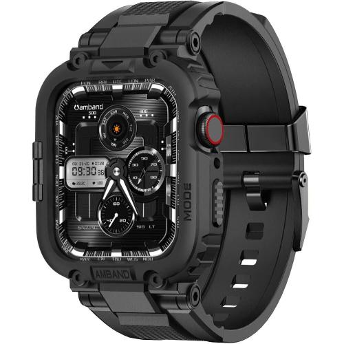 amBand M1 Sport Case Band for Apple Watch Ultra 3/2/1 & SE 3/2/1 & Series 11 10 9 8 7 6 5 4 3 49mm 46mm 45mm 44mm 42mm 41mm 40mm 38mm, Shockproof & Scratch Resistant Rugged Bumper for Men