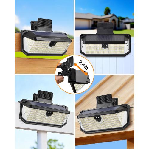 LUHLEE 416 LEDs Clip On Solar Lights Outdoor, 1500LM & 300° Angle Bright Motion Sensor Outdoor Lights with 3 Lighting Mode, IP65 Waterproof Solar Security Light for Fence, Patio, Backyard, Gutter (1)