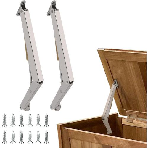 2 Pack | 200N Gas Strut Spring Hinges for Heavy Lids to Keep Stay, Slow Down and Soft Close, Hydraulic Hinges for Toy Box Chest, Bench, Toolbox and Basement Floor Door