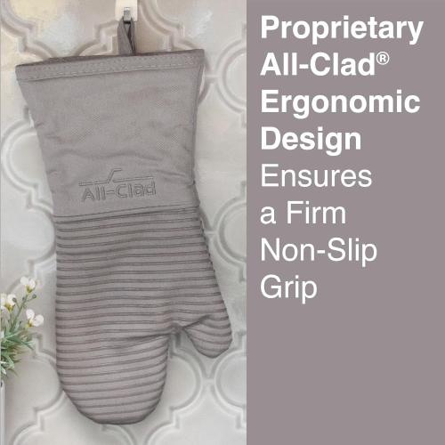 2pk All-Clad Premium Silicone Oven Mitt: Heat Resistant to 500 Degrees - 100% Cotton & Silicone, 14x7 Pot Holder for Kitchen and Barbeque, (), Titanium Gray