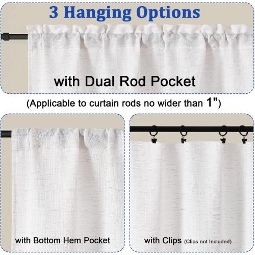 Chyhomenyc Natural Blend Linen Curtains 30 Inch Length, 2 Panels