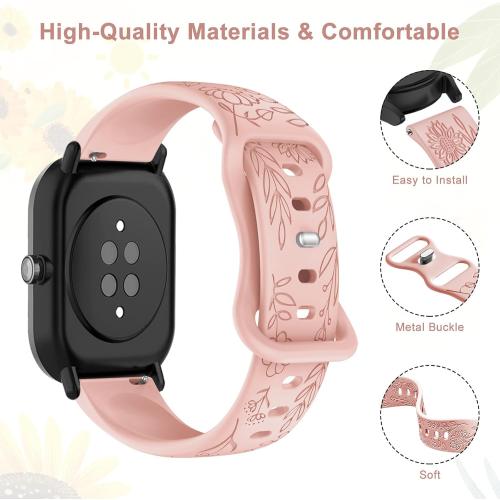 3 Pack Flower Pattern Bands Compatible with IDW13 IDW16 IDW19 Smartwatch,22mm Soft Silicone Strap for Fitpolo/Woneligo IDW13/FITVII HM57/H56/ID208 Plus/TOOBUR/ENOMIR/Gydom/Veryfit IDW19 Watch