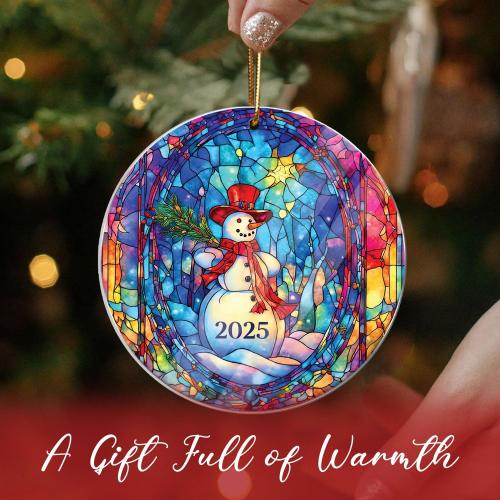Christmas Ornaments Snowman 2025, Christmas Tree Decor, White Elephant Gifts for Women, Christmas Tree Forest Ornaments Round, Christmas Ornaments 2025