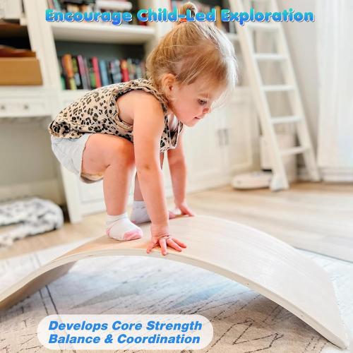 Balance Board Kids, [Natural Wood] Wobble Board for Kids Toddlers, Open Ended Montessori Waldorf Learning Toy, Gifts for 3 4 5 6 7 8 Year Old Boys Girls Kids Birthday & Christmas Stocking Stuffers