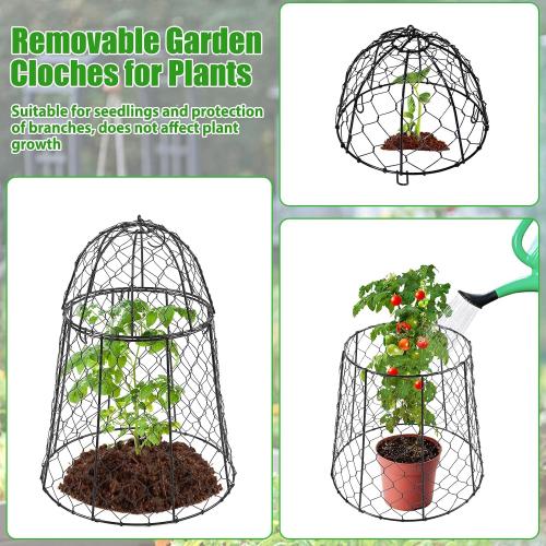 8 Pack Garden Cloches for Plants, Sturdy Chicken Wire Cloches Plant Cover | Includes 6 Ground Stakes, Large Wire Cage, Animal Barrier, Protect Plants from Rabbits, Squirrels, Birds & Chickens