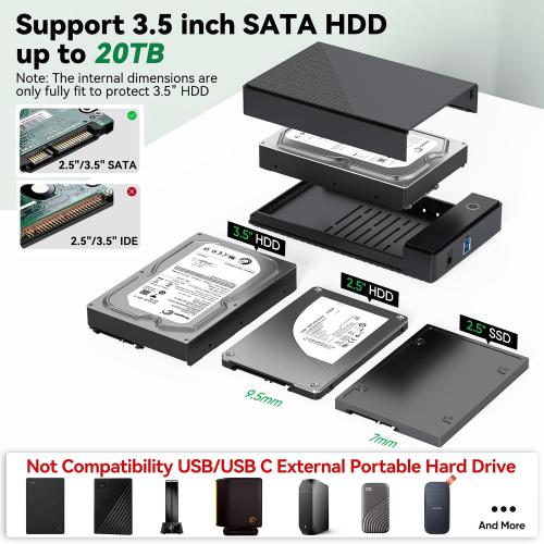3.5 Hard Drive Enclosure, USB 3.0 Internal/External Hard Drive Case