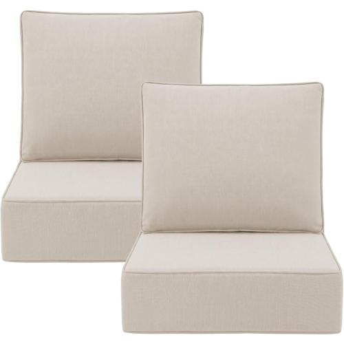 ZCUBED Luxury 6.2 Thick Outdoor Chair Cushions 2 Set - 24 x24 Inch Olefin 30D Sponge Filling Fade-Resistant Chair Cushion, Water Resistant & Removable Cover Patio Furniture Replacement Cushion