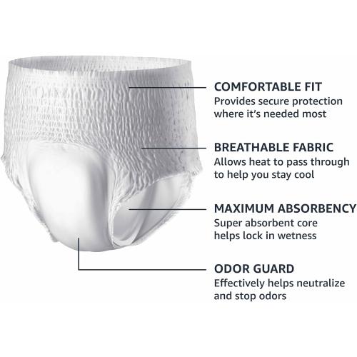 Amazon Basics Unisex Protective Underwear, Overnight Absorbency, Large, 14 Count, (1 Pack of 14)