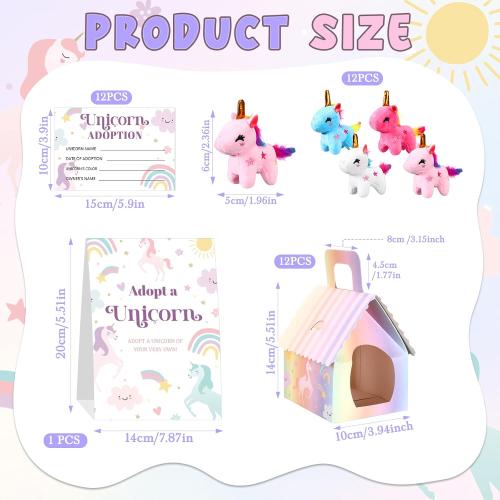 Blueweenly 37 Pcs Adopt a Unicorn Party Favors Set Mini Unicorn Plush Gift