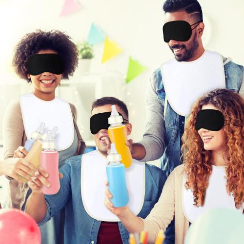 Leinuosen 24 Pcs Baby Shower Blindfold Feeding Game Set, Milky White