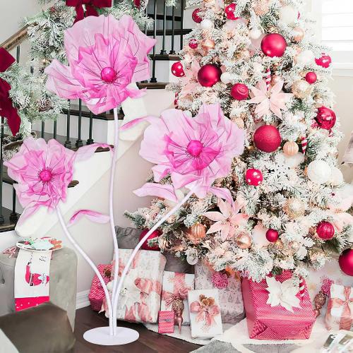 B-COOL Artificial Giant Flowers for Christmas Decoration: Red Huge Flowers 5.58 ft Large Silk Flower Faux Floral for Christmas Reception Arrangements Photographic Props Party Background Decor