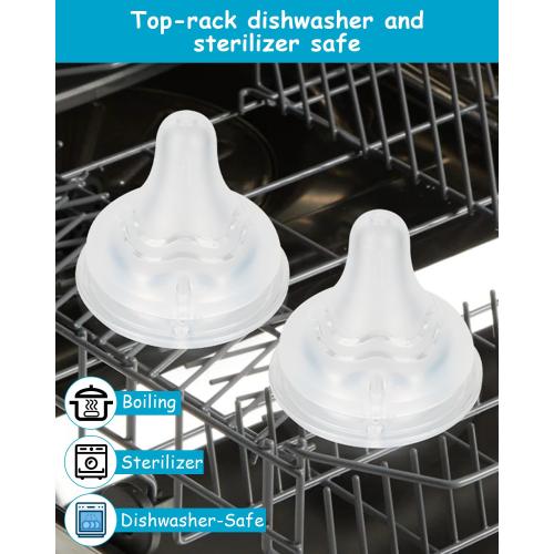 Silicone Nipple for Lansinoh Anti-Colic Baby Bottle, Fast Flow, Size L, 6m , 6 Count