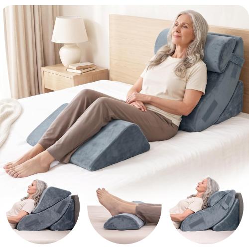 Lunix LX5 4pc Orthopedic Bed Wedge Pillow Set, Abdominal Surgery Recovery