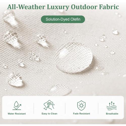 Outdoor Chair Cushions 24 x 24 x 6 Inch, 100% Olefin Patio Furniture Cushions, Water & Fade Resistant Deep Seat Replacement Set with 30D Foam and 7 Inch Back Pillow, Set of 2, Beige