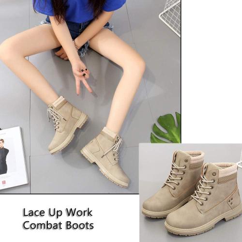 Size 38 Athlefit Women's Lace-Up Work Hiking Combat Ankle Boots