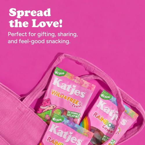 Katjes Vegan Rainbow and Wild and Free Foam Gummy Variety, Pack of 4, 4.9oz