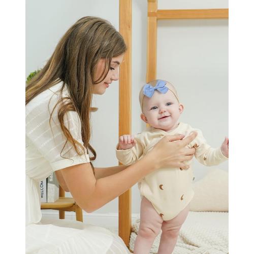 jollybows 20pcs Baby Girls Nylon Hair Bows Headbands Linen Hair Bands
