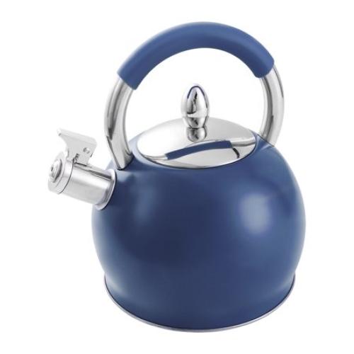 HausRoland Stainless Steel Whistling Kettle with Ergonomic Silicone Handle 3.2 Qt (3 L) Tea Kettle for Stove Top Blue
